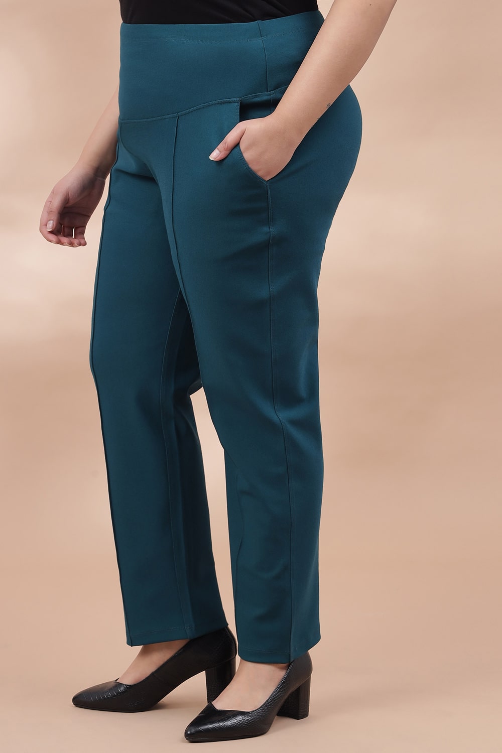 Buy Plus Size Emerald Crease Seam Tummy Tucker Pants Online For Women