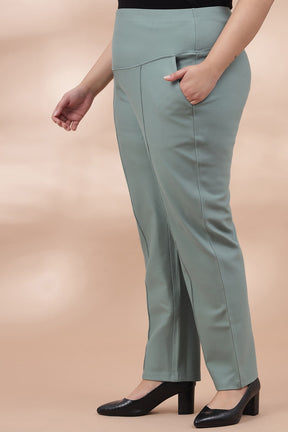 Mint Green Crease Seam Tummy Tucker Pants