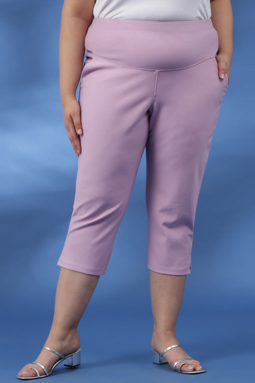 Lilac New Fit Tummy Tucker Crop Pants for Women