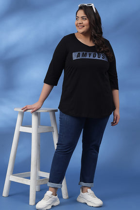 Black Amydus Navy Glitter Tshirt