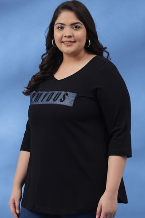 Black Amydus Navy Glitter Tshirt