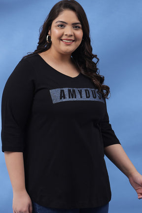 Black Amydus Navy Glitter Tshirt