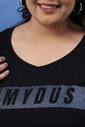 Black Amydus Navy Glitter Tshirt