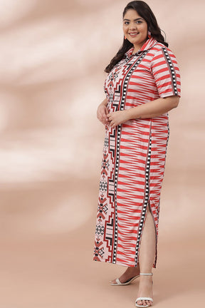 Boho Ikkat Side Slit Long Dress