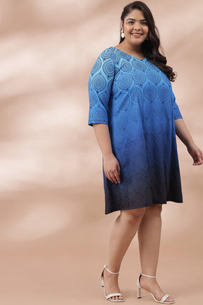 Blues Ombre Printed Dress
