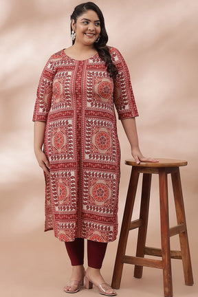 Red Scraf Printed Kurti