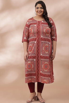 Red Scraf Printed Kurti