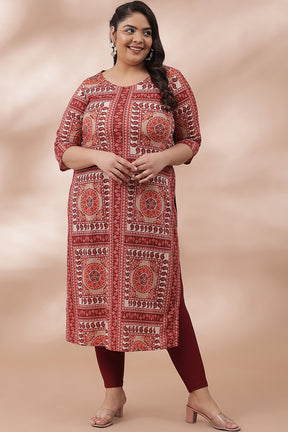 Red Scraf Printed Kurti