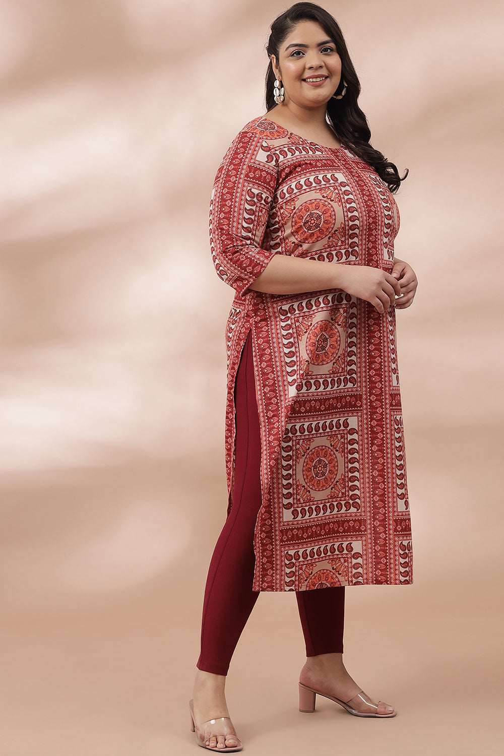 Red Scraf Printed Kurti for Women