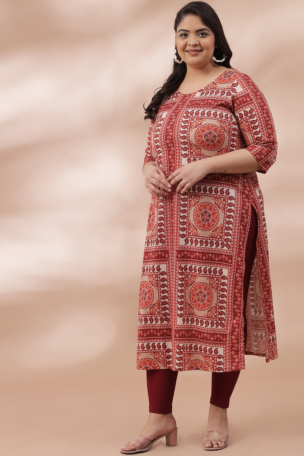 Comfortable Red Scraf Printed Kurti