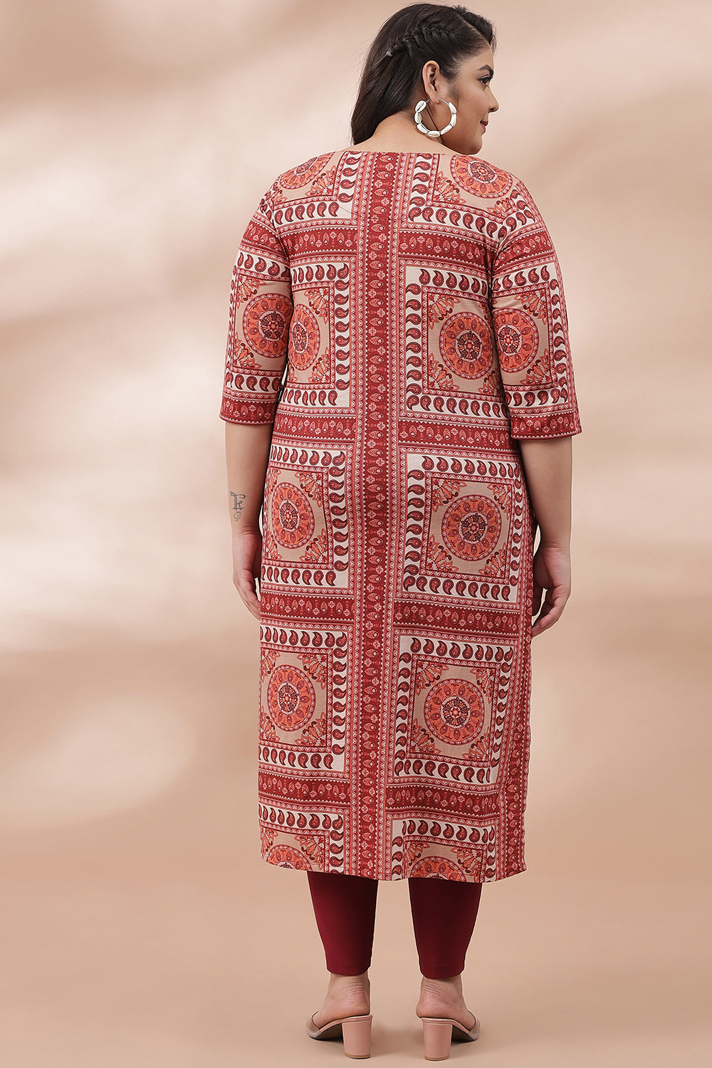 Red Scraf Printed Kurti