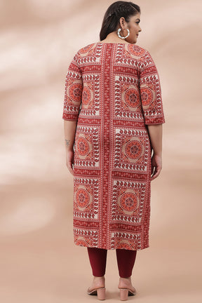 Red Scraf Printed Kurti