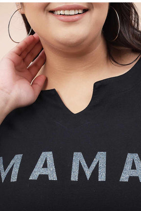 Mama Black Longline Tshirt