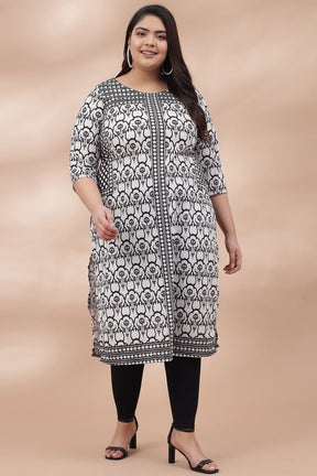 Monochrome Ethnic Printed Kurta