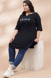 Mama Black Longline Tshirt