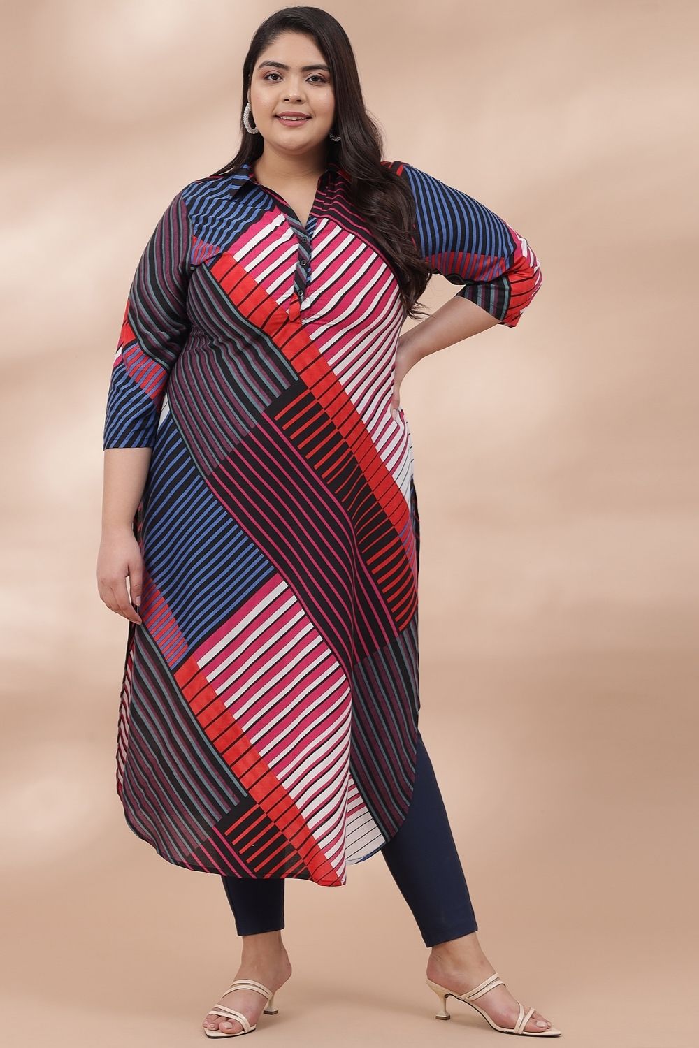 Shiv Textiles Women's Rayon Geometric Regular Kurti (ST-NIK-1103-N  S_1103-Navy Blue : Amazon.in: Fashion