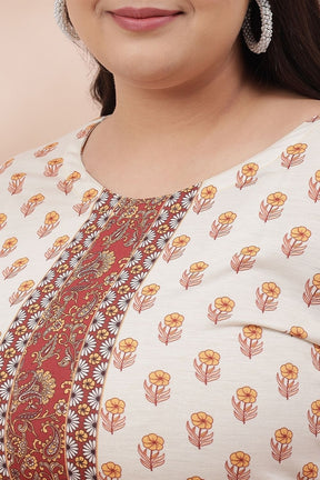 Yellow Beige Ethnic Printed Kurti