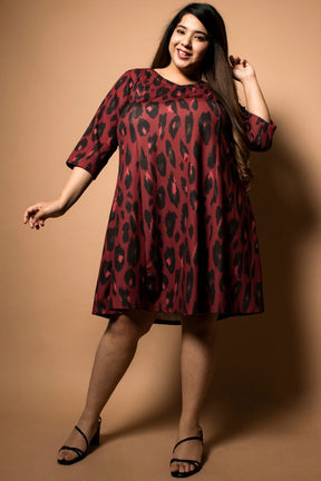 Amydus Animal Print Fit Flare Plus Size Dress