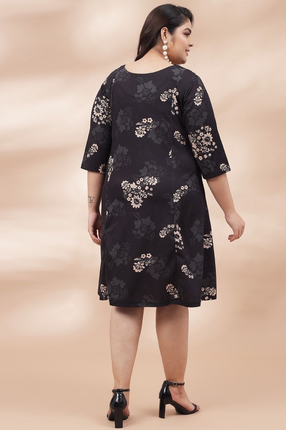 Comfortable Black Luxe Floral Printed Dress
