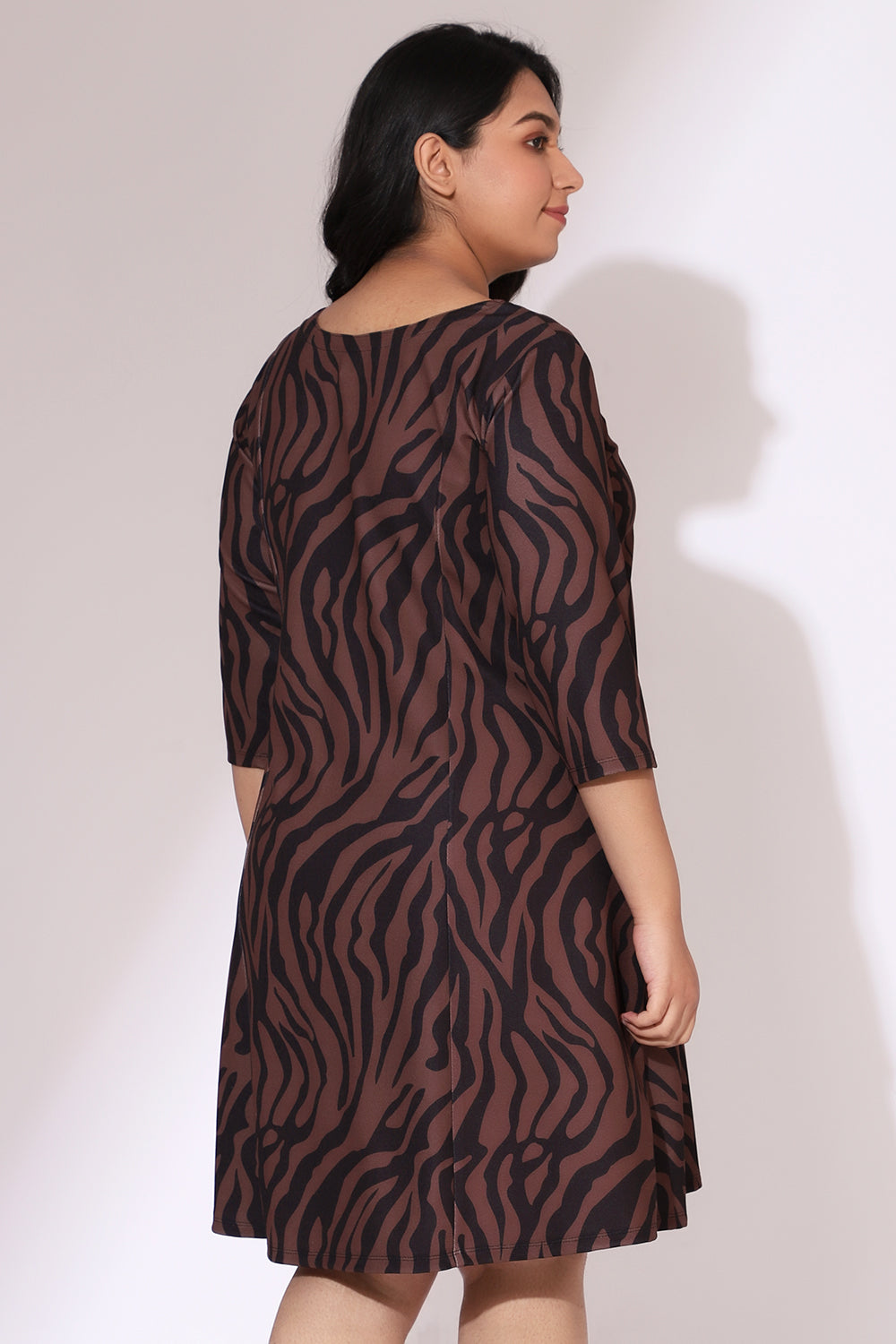 Comfortable Bronze Tiger Printed Dress