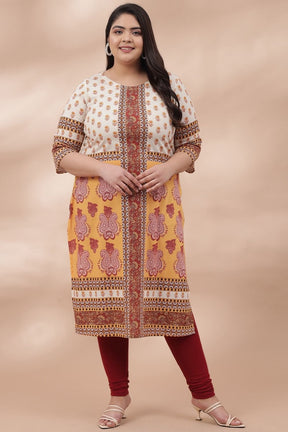 Yellow Beige Ethnic Printed Kurti