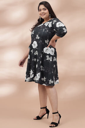 Deep Green Floral Printed Dress