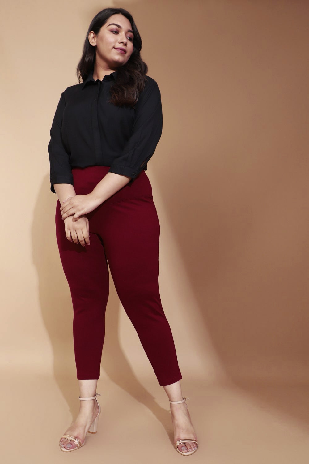 Maroon Essential Tummy Shaper Jegging