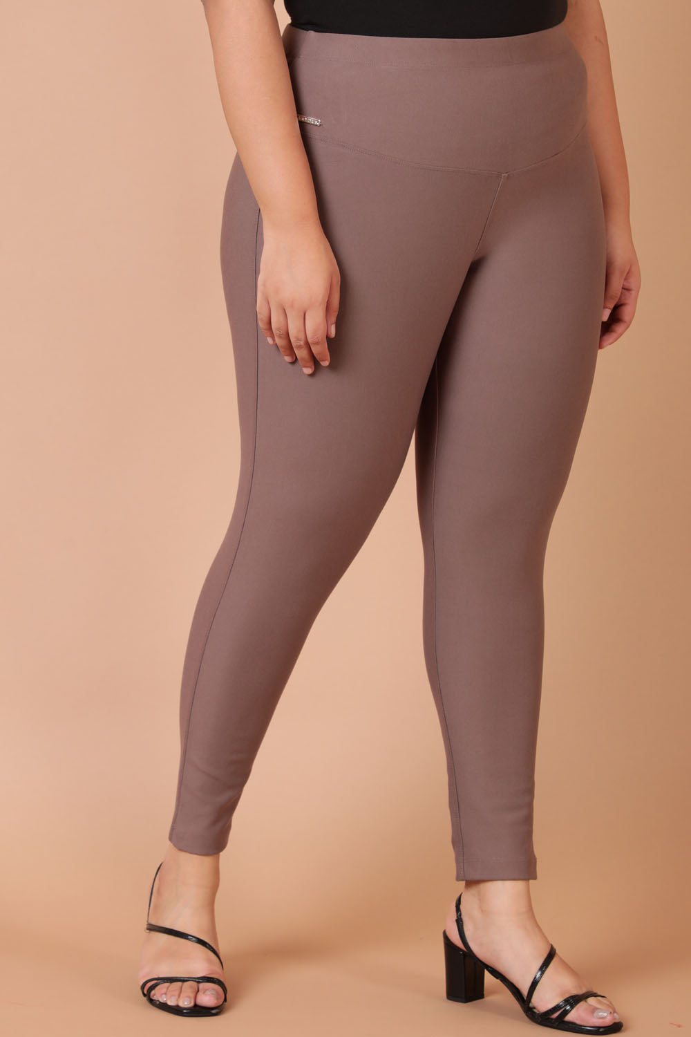 Comfortable Taupe Tummy Tucker Jeggings