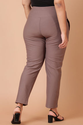 Brownish Grey Crease Seam Tummy Tucker Pants