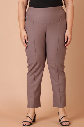 Brownish Grey Crease Seam Tummy Tucker Pants