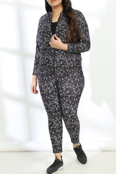 Amydus Black Abstract Prism Printed Plus Size Jacket
