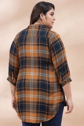 Yellow Check Centre Pleat Top