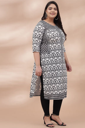 Monochrome Ethnic Printed Kurta