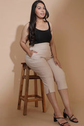 Cream New Fit Tummy Tucker Crop Pants