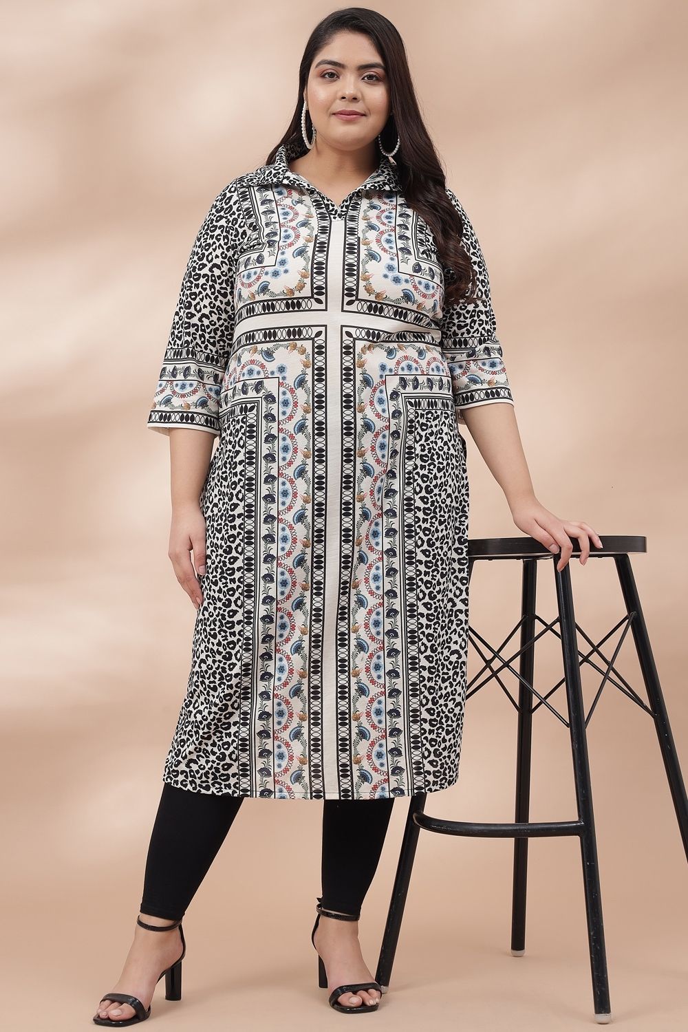 Buy Animal Ethnic Printed Collar Kurti