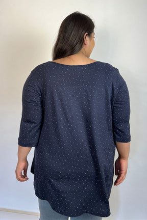 Plus Size Navy Polka Tshirt