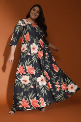 Black Floral Printed Maxi Dress