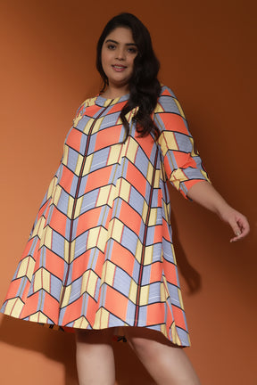 amydus colorfest chevron printed plus size dress