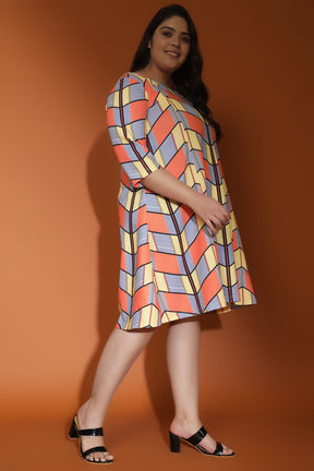 Colorfest Chevron Printed Dress