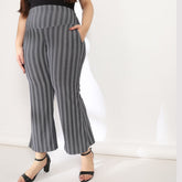 Herringbone Twist Tummy Shaper Printed Flare Pants