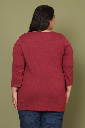 Maroon Milange Henley Tshirt