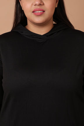 Plus Size Black Sweatshirt Hoodie Winter Dress
