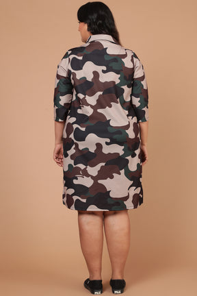 Camouflage Print Shirt Dress