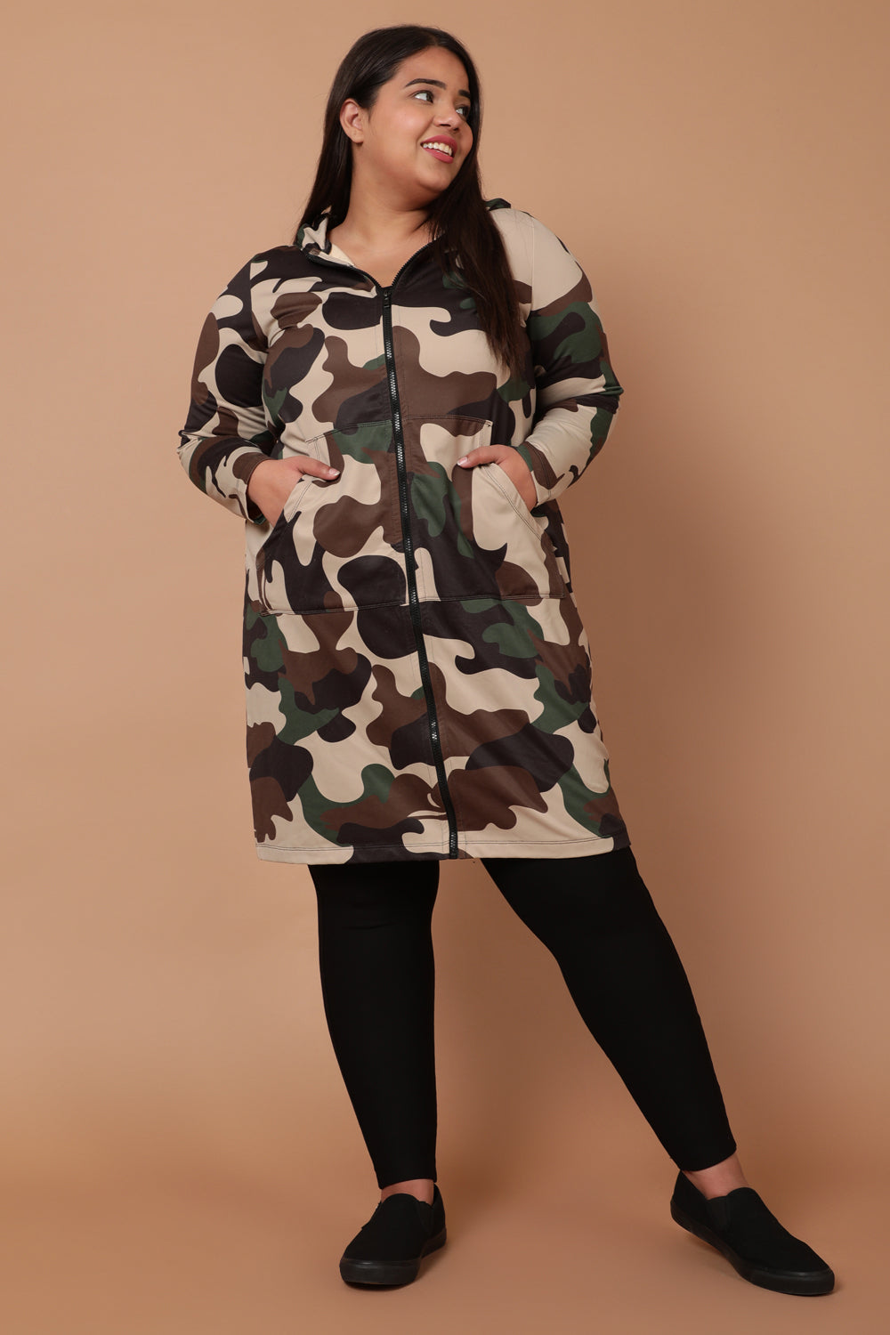Plus Size Camouflage Print Jacket Dress for Women
