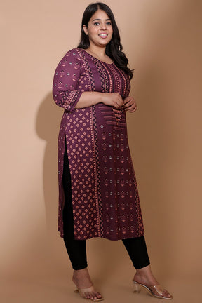 Plum Ethnic Print Kurti