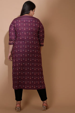 Plum Ethnic Print Kurti