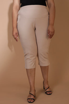 Cream New Fit Tummy Tucker Crop Pants