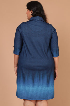 Midnight Denim Ombre Shirt Dress