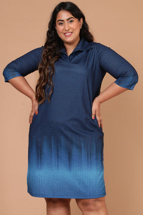 Midnight Denim Ombre Shirt Dress