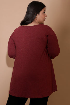 Maroon Heather A Line Tee